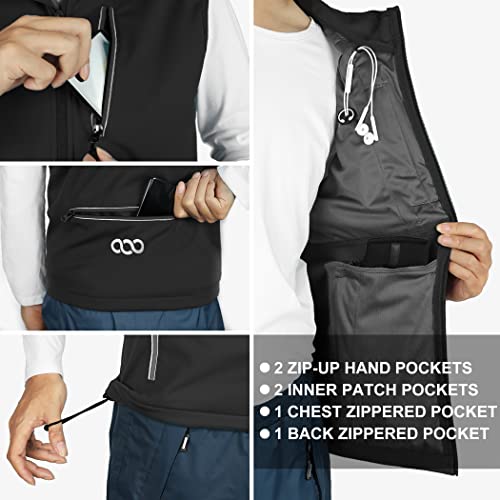 33,000ft Men's Windproof Lightweight Golf Vest Outerwear Sleeveless Jacket - color: Black, size: XX-Large