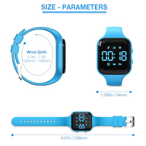 Kids' Digital Sport Pedometer Watch for Boys Girls,Waterproof, Fitness Tracker Watch, with Vibrating Alarm & Calendar, for Children, Teens, Students - color: blue