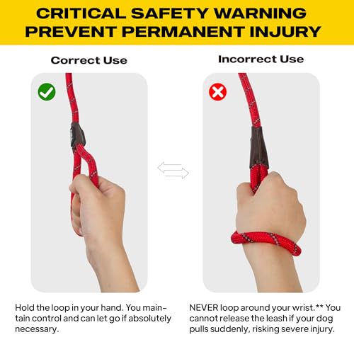 Fida Durable Slip Lead Dog Leash, 6 FT x 3/8" Dog Training Leash, Red - color: Red, size: Small (3/8" x 6 ft)