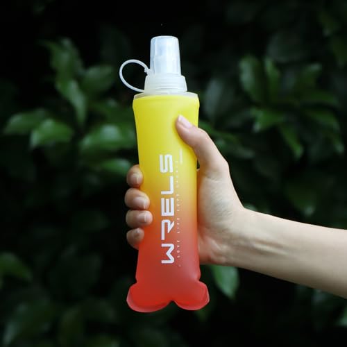 Soft Flasks TPU Soft Water Bottles Folding Soft Running Water Flask Small for Outdoor Sports Hiking Hydration Pack 8oz/17oz Hiking Cycling Climbing - color: Yellow-250ml