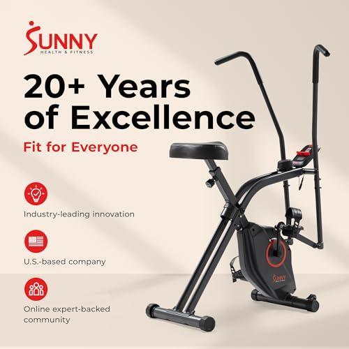 Sunny Health & Fitness Smart Foldable Magnetic X-Bike, Low-Impact Workouts - color: Black