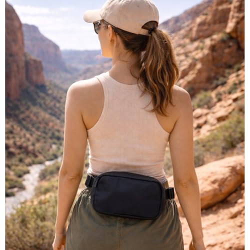 CTM Nylon Rectangle Belt Bag, Black - color: Black