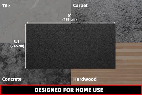 GymCope Treadmill Mat for Hardwood Floor Carpet 7'x3'/6'x3'/6'x2.5'/4'x2' - color: 72"x36"x6mm High-density-black
