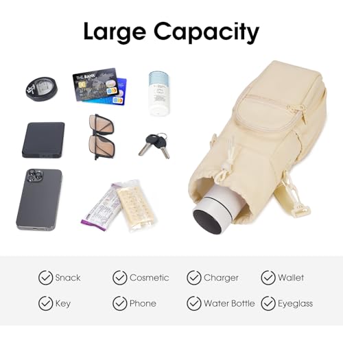 sportsnew 40oz Crossbody Water Bottle Bag for Gym Hiking - color: Beige