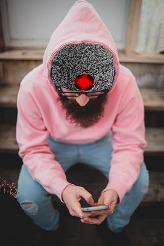 ATNKE LED Lighted Beanie Hat,USB Rechargeable 8 LED Red Glow Flashing Alarm Running Headlamp Cap Gifts for Men and Women - color: #Blended Black White