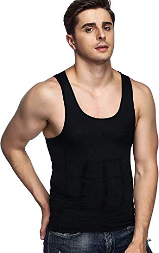 Odoland 5 Pack Men's Compression Shirt Body Shapewear Tummy Tank Top - color: Black*5, size: X-Large