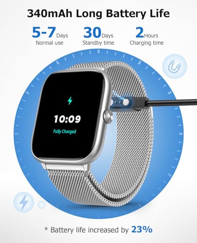 EarlySincere Premium Smart Watch Men Women Bluetooth Call, 2.06" AMOLED AOD - color: Silver Metal