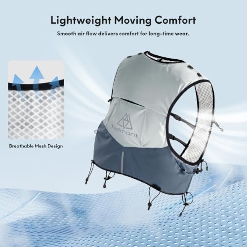 Haimont 8L Trail Running Hydration Vest with Soft Flasks - color: Grey, size: Medium