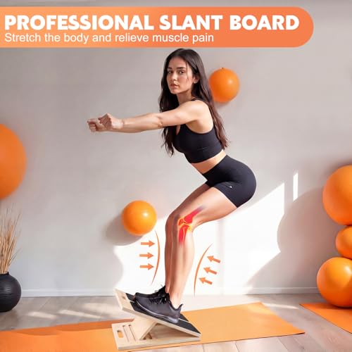 Portable Slant Board for Calf Stretching, Adjustable Wooden Calf Stretcher Incline Board, Calf Stretch Board for Squats Leg Knees Heel Ankle Stretching - color: 1PC(Slant Board)