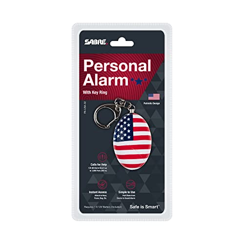 SABRE Personal Alarm With Snap Clip Key Ring, 120dB Alarm, Audible Up To 1,280 Feet (390 Meters), Simple Operation, Reusable