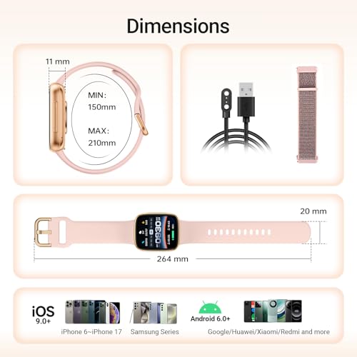 Fitpolo Smart Watch for Women(Make/Answer Call), 1.85" Ultra-HD Display - color: Light Pink