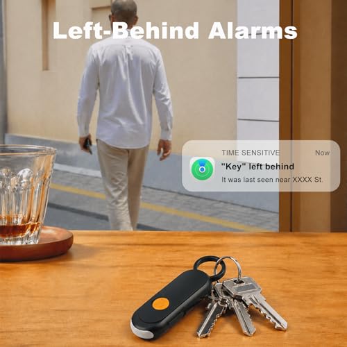 Personal Safety Alarm, Find My Tracker Keychain for Apple & Google, Black - color: Black