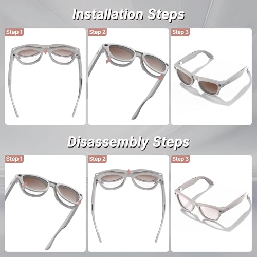 HIBLOKS Polarized Clip for RayBan Meta Skyler Gen 1/2 (RW4010/RW4014 52-20) - size: Grey Frame - Silver+Brown