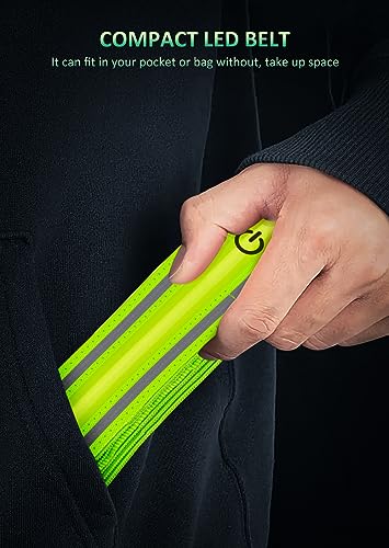Ylzzrs LED Reflective Belt Sash Walking Gear,Safety Lights for Walkers at Night,High Visibility Safety Rechargeable Reflective Running Gear for Men Women Kids Night Dog Walking Gear - color: Green