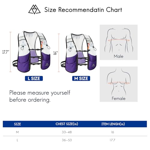 Haimont 5L Trail Running Hydration Vest with Soft Flasks - color: Purple, size: Large