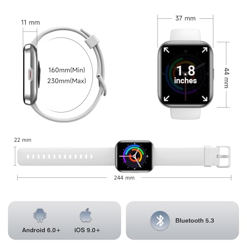 Smart Watches for Women Men, 1.85" Smart Watch for Android Phones/iPhones - color: White