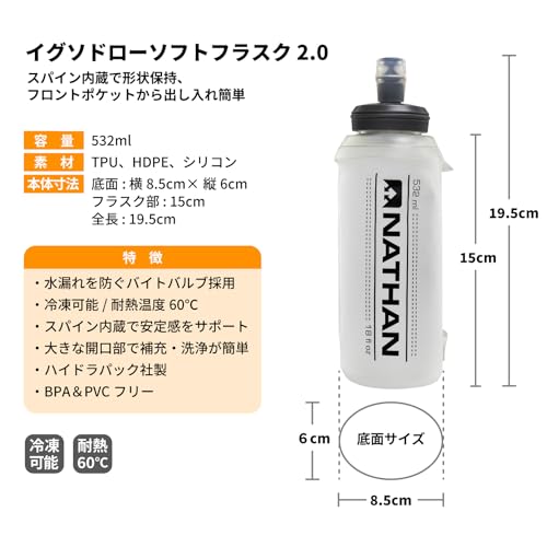 Nathan 18oz Soft Flask w/Bite top - size: 18 Ounces