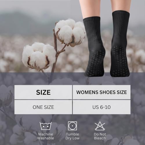 Women Pilates Grip Crew Socks-Cotton Non Slip Yoga Calf Socks for Women - color: 3black2white