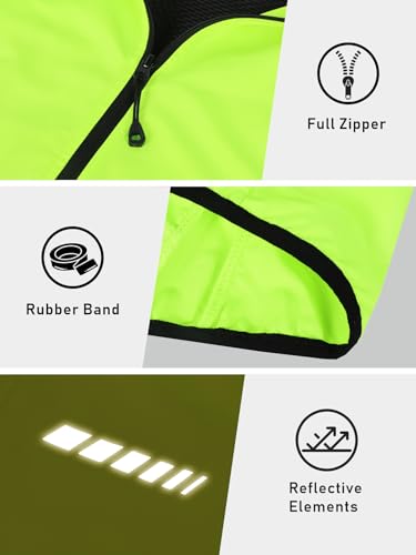 qualidyne Women's Windproof Cycling Vest, Full-Zip Bike Jacket with Pocket - color: Yellow, size: XX-Large