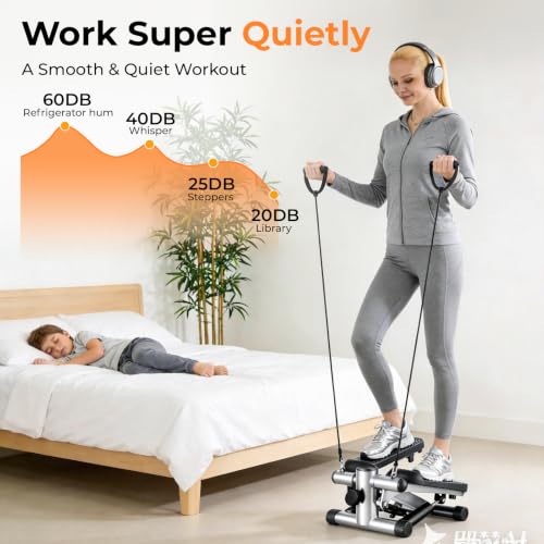 NEWBULIG Mini Stair Steppers, 330 lbs Capacity with Resistance Bands