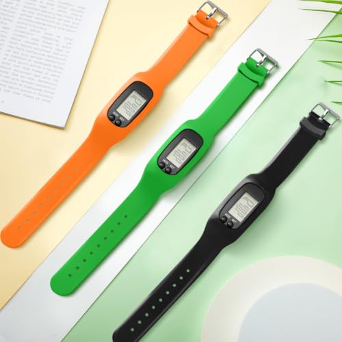 Kenning 3 Pcs Walking Running Pedometer Watch - color: Orange, Green, Black