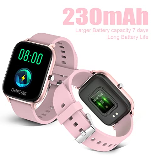 Smart Watch for Men Women Compatible with iPhone Samsung Android Phone 1.69 inch Full Touch Screen IP68 Waterproof Bluetooh Fitness Tracker Heart Rate/Sleep Monitor (Pink) - color: pink