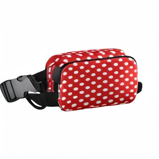 Red White Polka Dot Pattern Belt Bag for Women Men Fanny Pack Small Waist Pouch Crossbody Bags for Outdoor Hiking Running Travel - color: Polka Dot
