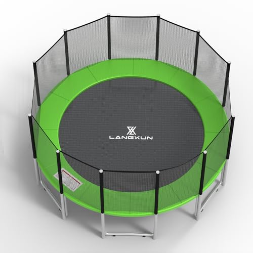 LANGXUN Universal Trampoline Repalcement Safety Pad, 8ft 10ft 12ft 14ft 15ft 16ft Waterproof Surround Spring Foam Cover for Round Frame - color: Green, size: 16ft