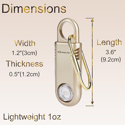 Rechargeable 135dB Personal Alarm Ultra Bright Flashlight Strobe Light - color: Gold