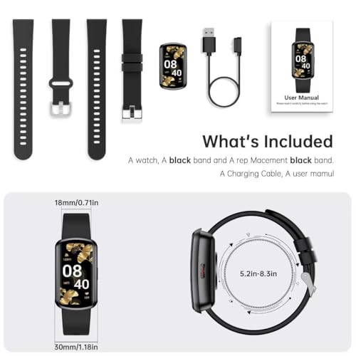 Health Fitness Tracker with 24/7 Heart Rate, Smart Watch with Blood Pressure and Blood Oxy-gen Monitor, Bulit-in 120+ Sport Mode, Sleep Tracking Waterproof Activity Tracker for Women Men - color: Black