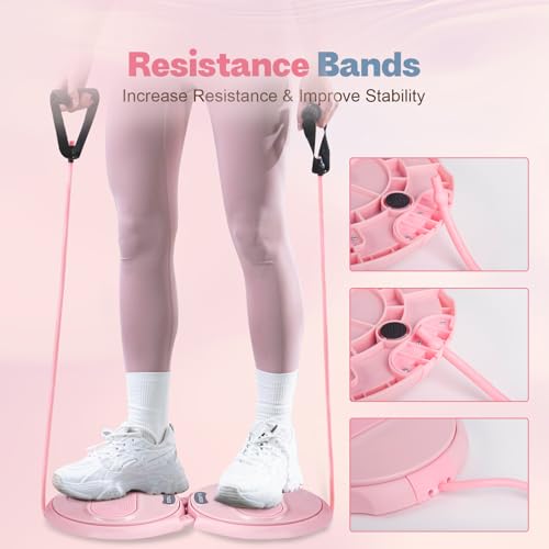 kisnbld Ab Twister Board, Waist Twister Machine with Resistance Bands, Waist Twisting Disc for Core & Ab Exercise, Foot Massage, Ideal for Slimming Workout