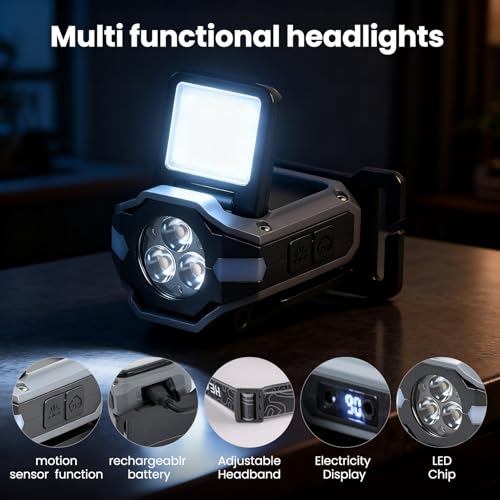 Foleto Hat Clip Lights, 2 Pcs 900lm Rechargeable Dimmable Clip on Cap Lights, 180° Adjustable Waterproof Bright Headlamp Flashlight, Led Hat Light for Running, Fishing, Camping, Hunting, Working(T153)