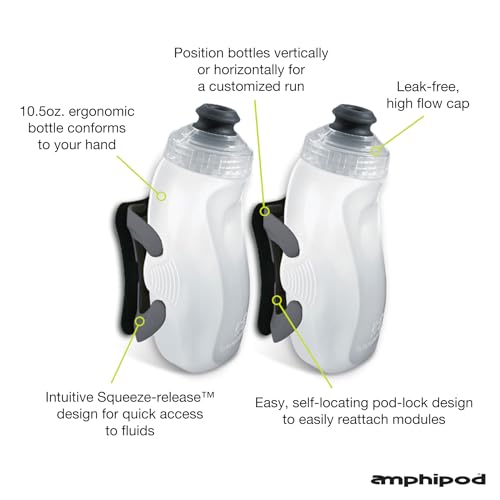 Amphipod RunLite Xtech Hydration System, 2x10.5oz Bottles, Push/Pull Cap - color: Clear/Charcoal
