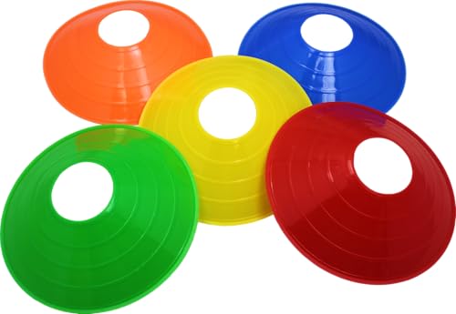 BlueDot Trading Pro Disc Cones High Visibility for Sports, Agility Training, Soccer, Football, Basketball, and Other Sports Durable Cone Markers for Adults or Kids (50-Pack), Red