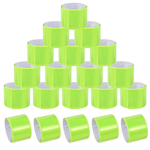 20 Pcs Reflector Snap Bands Fluorescent Slap Armbands - color: Green