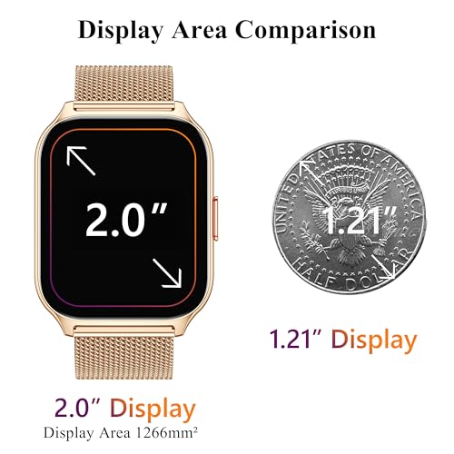 Smart Watch 45mm for Women Men(Dial/Answer Calls), 2.0" Fitness Tracker Watch with Heart Rate/Blood Pressure/Blood Oxygen Monitor for Android iOS - color: Rose Gold+Pink