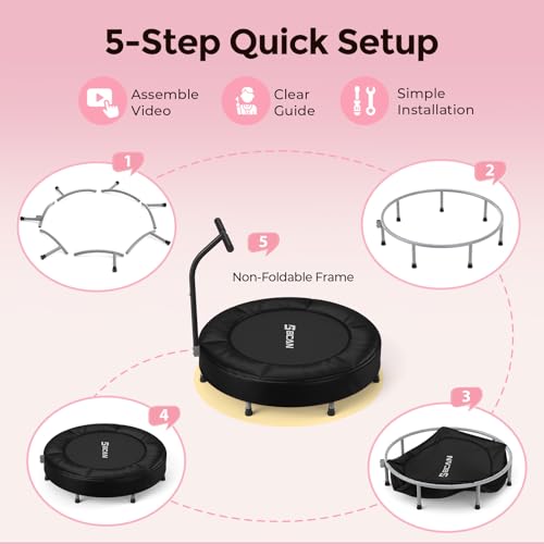 BCAN SP1 36'' Kids Toddler Trampoline Indoor, Foam Handle | FED Fitness - color: Black-Classic