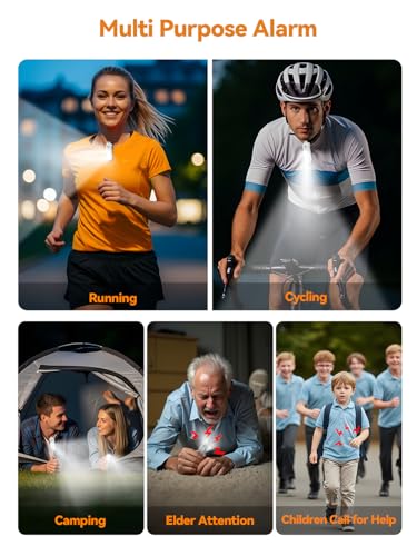 TECKNET Personal Safety Alarm 135dB with SOS Strobe Light for Women - Rechargeable& IPX4 Waterproof Running Lights with Clip On Torch & Low Battery Notice, Safety Siren for Running, Travel Kids, Wihte - color: White