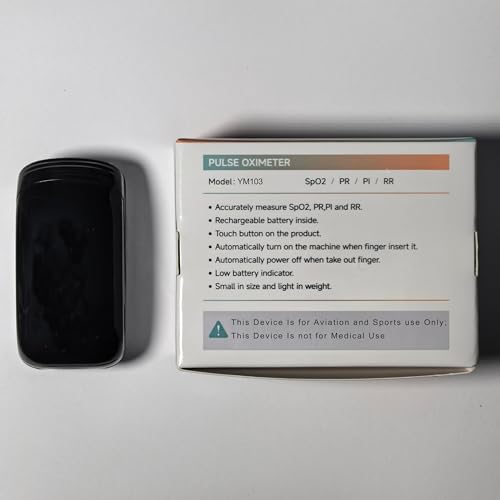 Finger Pulse Oximeter, Fingertip Blood Oxygen Saturation with Pulse Monitor, Oximeter with Lanyard, Pulse Oximeter for Sport and aviation use (black)