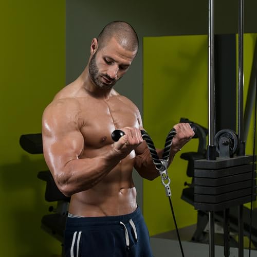 Tricep Rope Cable Attachment for Gym, 27 & 36 Inch, Non-Slip Grip - color: Black-31.5''