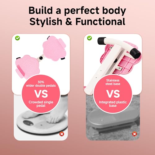 Waist Twisting Machine, Ab Twister Board, Waist Twister, Waist Twisting Fitness Tool, Waist Twister for Women Belly Fat - Ultra-Quiet 20dB Home Fitness Board with Foot Massage - color: Pink