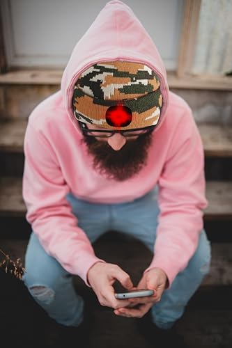 ATNKE LED Lighted Beanie Hat,USB Rechargeable 8 LED Red Glow Flashing Alarm Running Headlamp Cap Gifts for Men and Women - color: #Camouflage Yellow