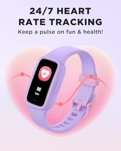 BIGGERFIVE Vigor Kids Fitness Tracker Watch AMOLED Screen, 3ATM Waterproof - color: Lilac