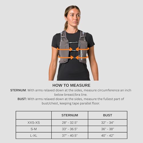 Nathan Women's Hydration Vest - Lightweight Mesh, Breathable, 2x14oz Flasks, 2L Bladder, Reflective Vest, Pinnacle Breeze - size: Large-X-Large, style: Charcoal