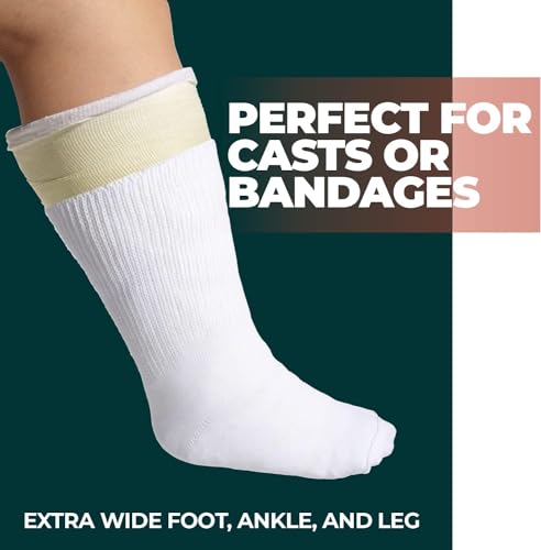 FORTIVO Extra Wide Socks for Swollen Feet - Bariatric & Diabetic Socks for Men & Women - color: White