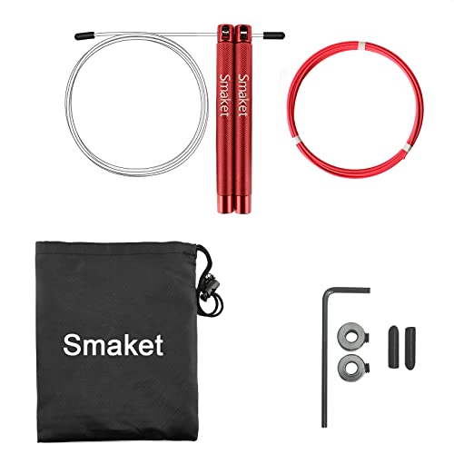 Speed Crossfit Jump Rope, easy double unders. Wire anti-entanglement. - color: Red