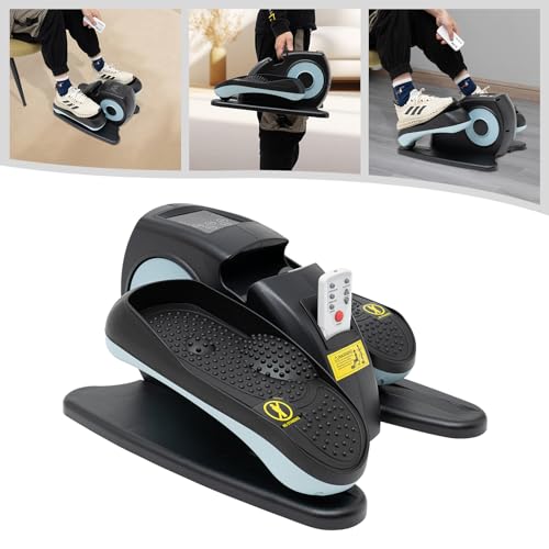Elliptical Trainer, 60W 5 Gears Portable Electric Trainer Under Desk Elliptical Machine Seated Pedal Exerciser Mini Leg Exericser Offices Ellipse w/Remote Control for Homes, Gyms - color: Blue