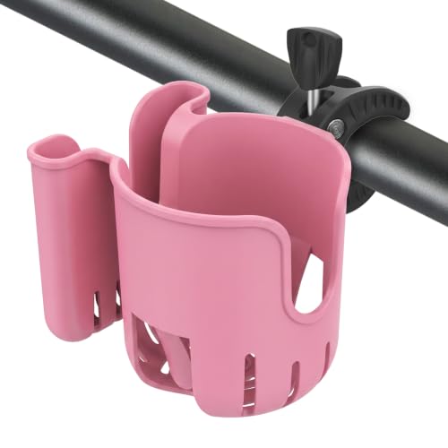 2-in-1 Universal Stroller Cup Holder with Phone Holder - Pink