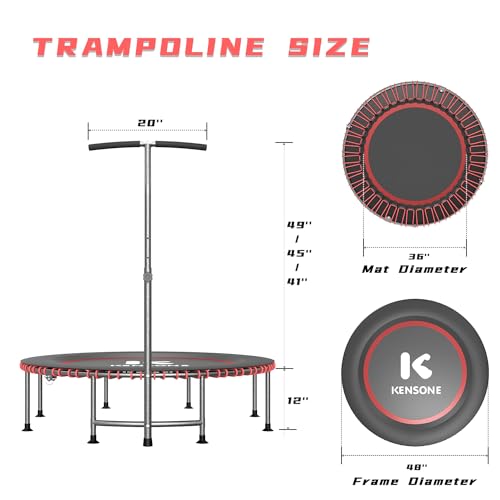 K KENSONE 40"/48" Foldable Bungee Rebounder Trampoline for Adults with Bar - size: 48 inch, style: T-Bar