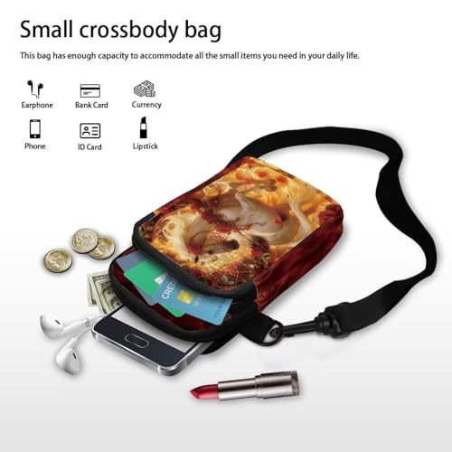 Hawaiian Tribal Small Crossbody Bags for Women Cell Phone Bag Purse, Sea Turtle Zipper Sling Purses Shoulder Bag - color: Horse Rose Flower